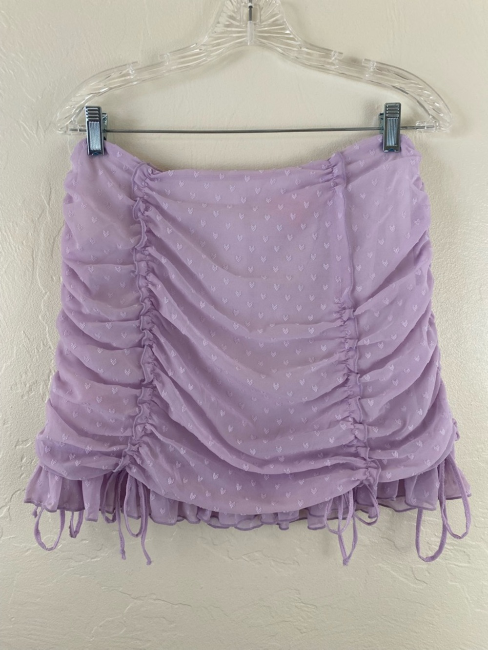 Sugar Thrillz Size Medium Lilac Purple Chiffon Side Tie Ruching Mini Skirt